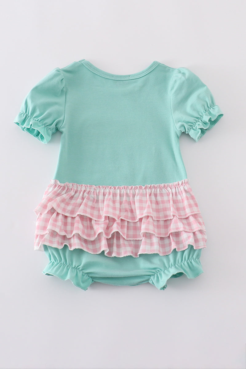 Green camper applique ruffle bubble
