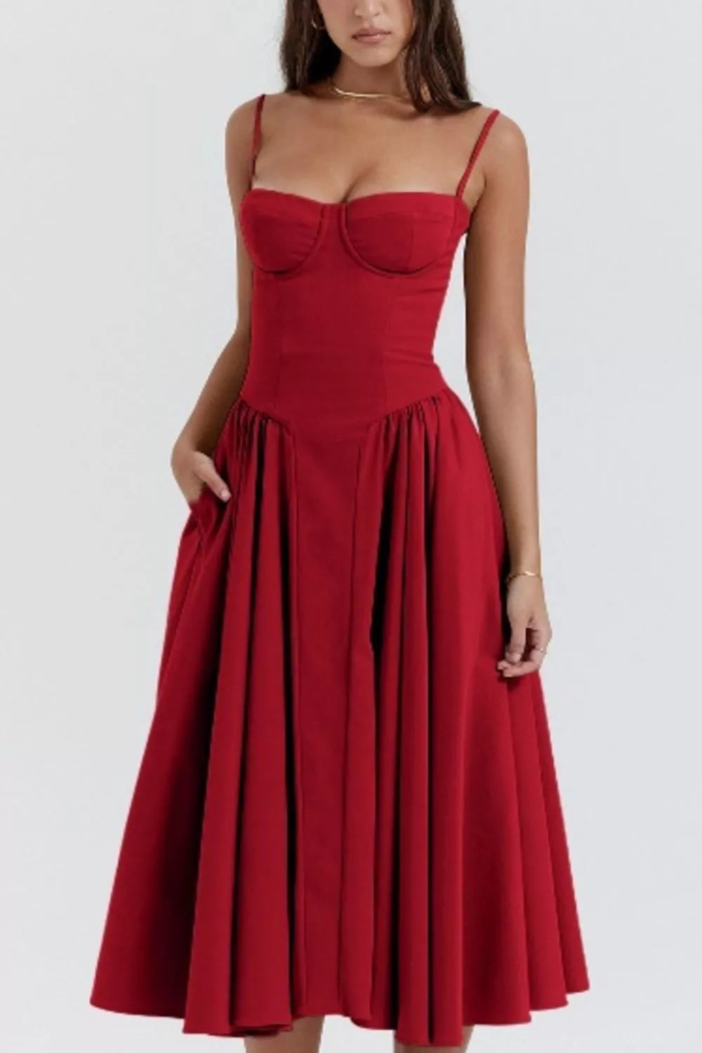 Sweetheart Ruched Midi Dress