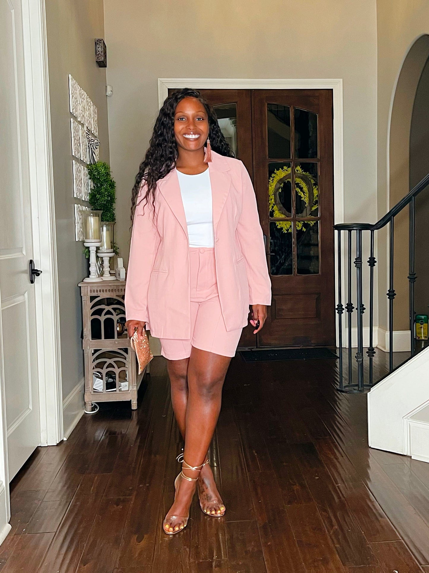 Long Sleeve Blazer and Shorts Set