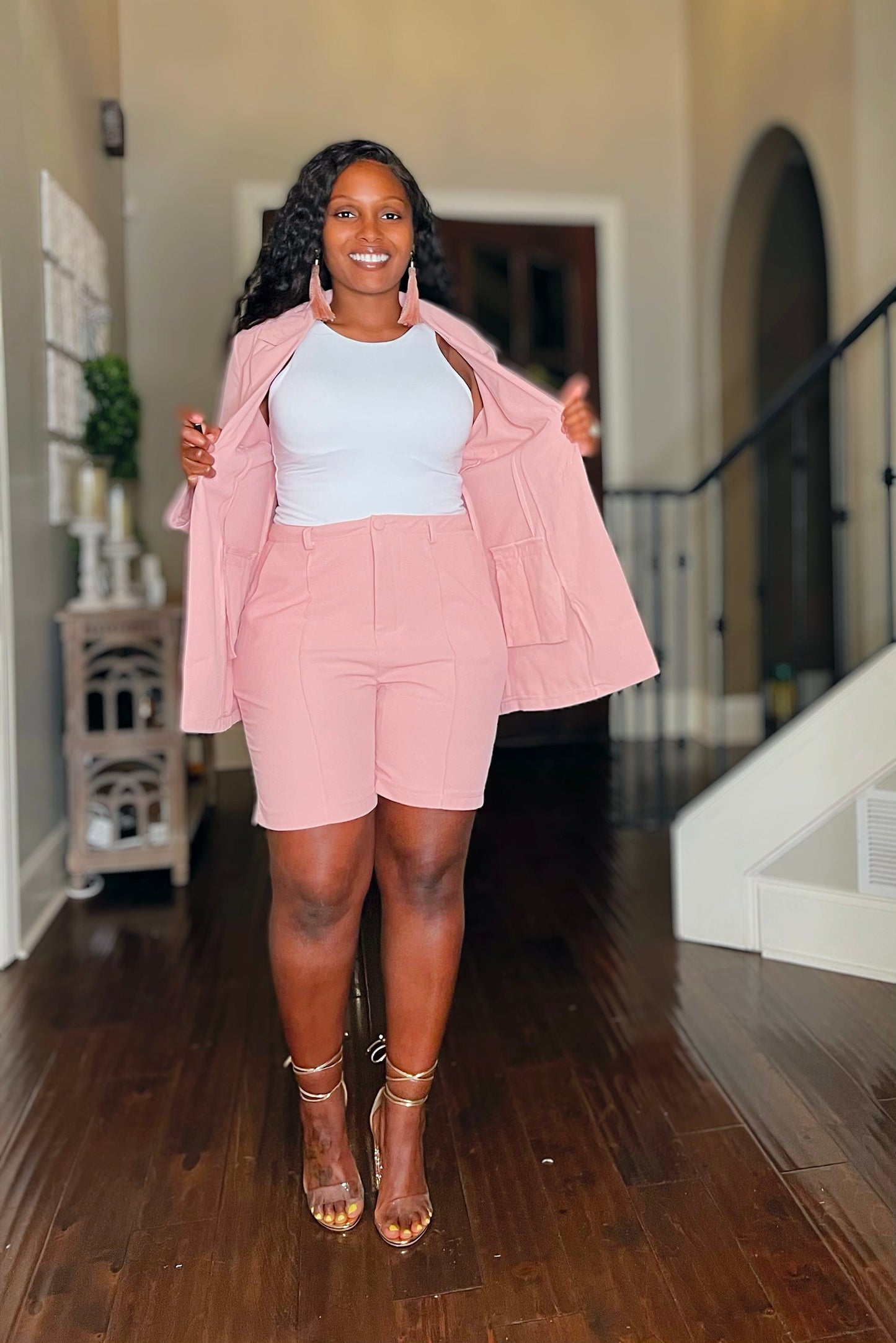 Long Sleeve Blazer and Shorts Set