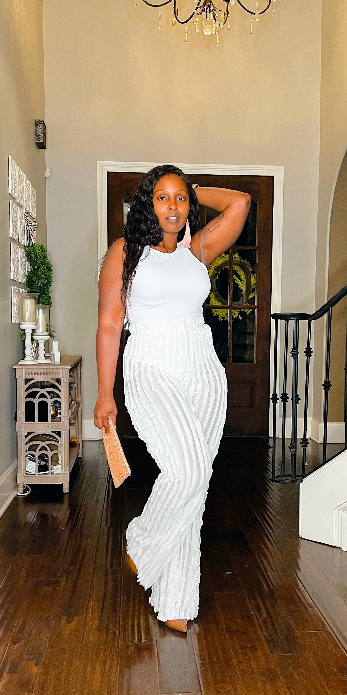Sheer White Ruffle Pants