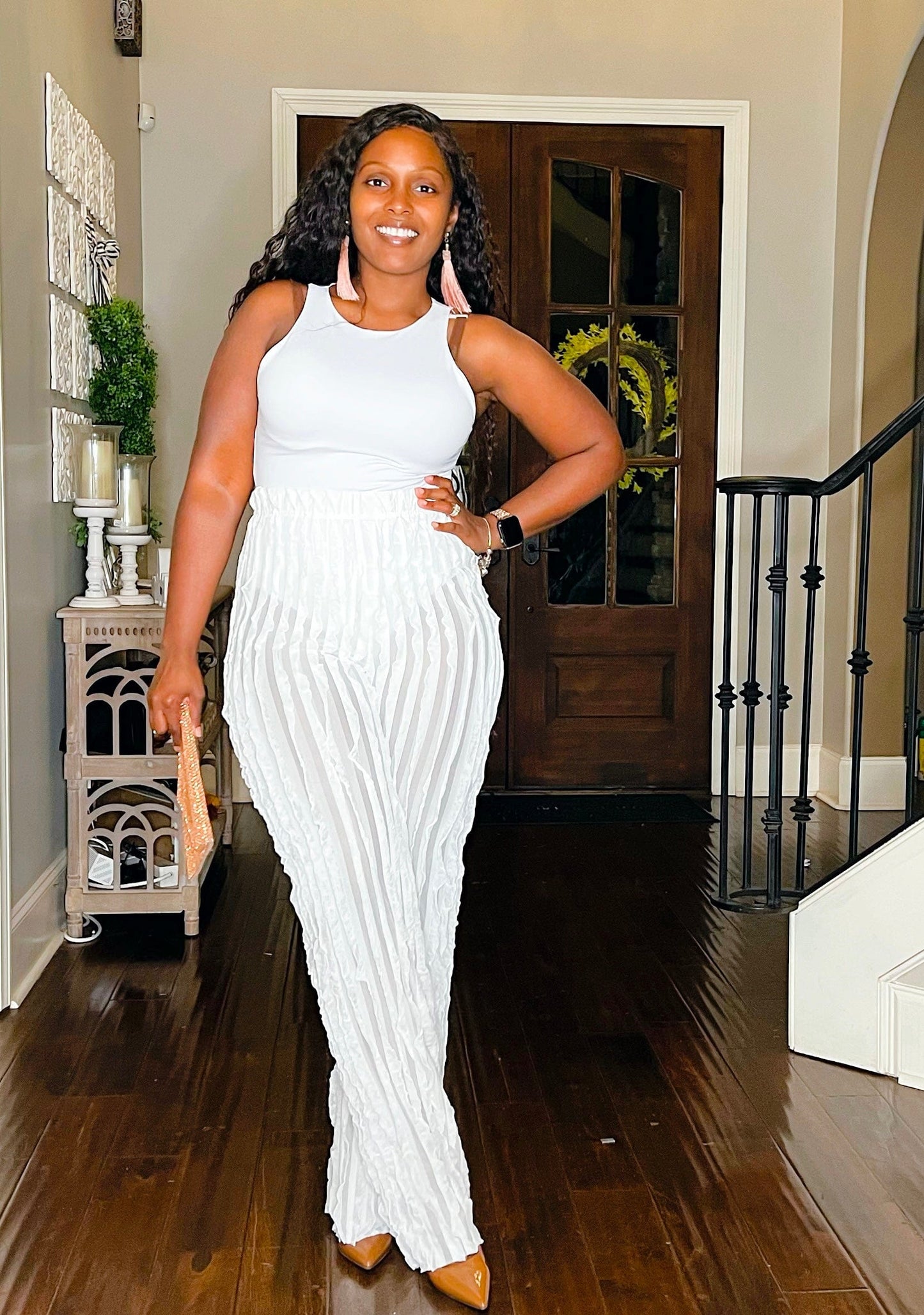 Sheer White Ruffle Pants