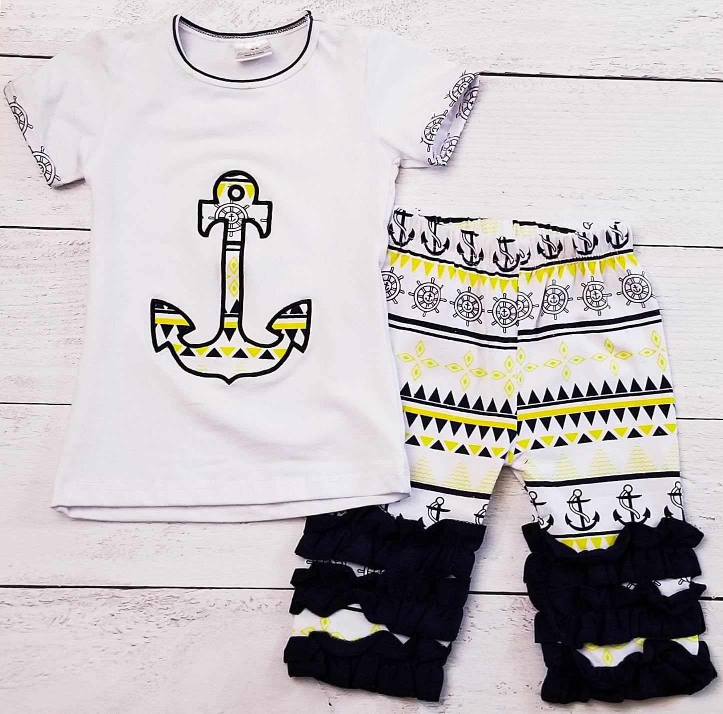 Anchored at Sea Ruffle Capri Set