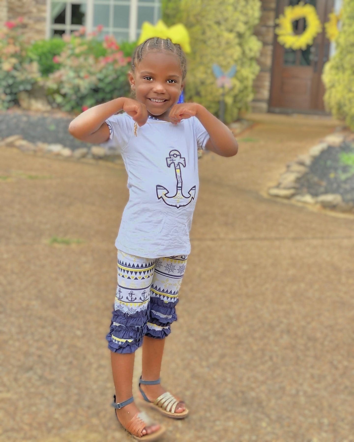 Anchored at Sea Ruffle Capri Set