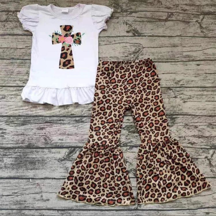 Cross Leopard Bell Bottom Outfit