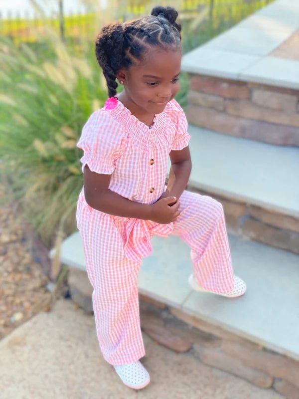 Pink and White Plaid Romper