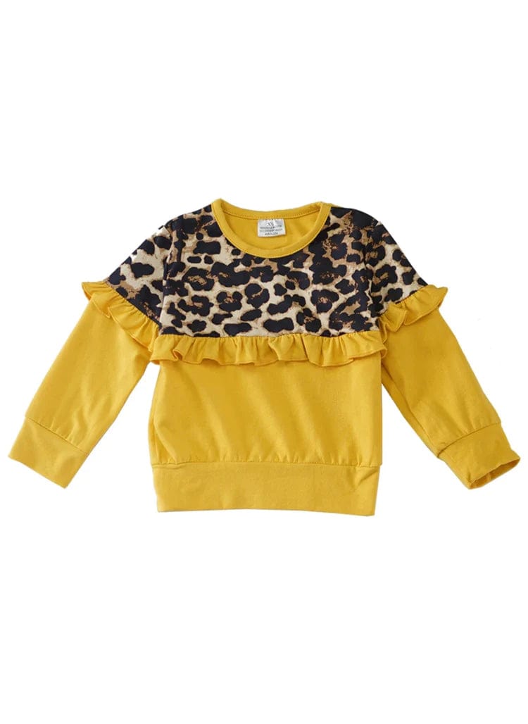 Ruffle Mustard Leopard Top