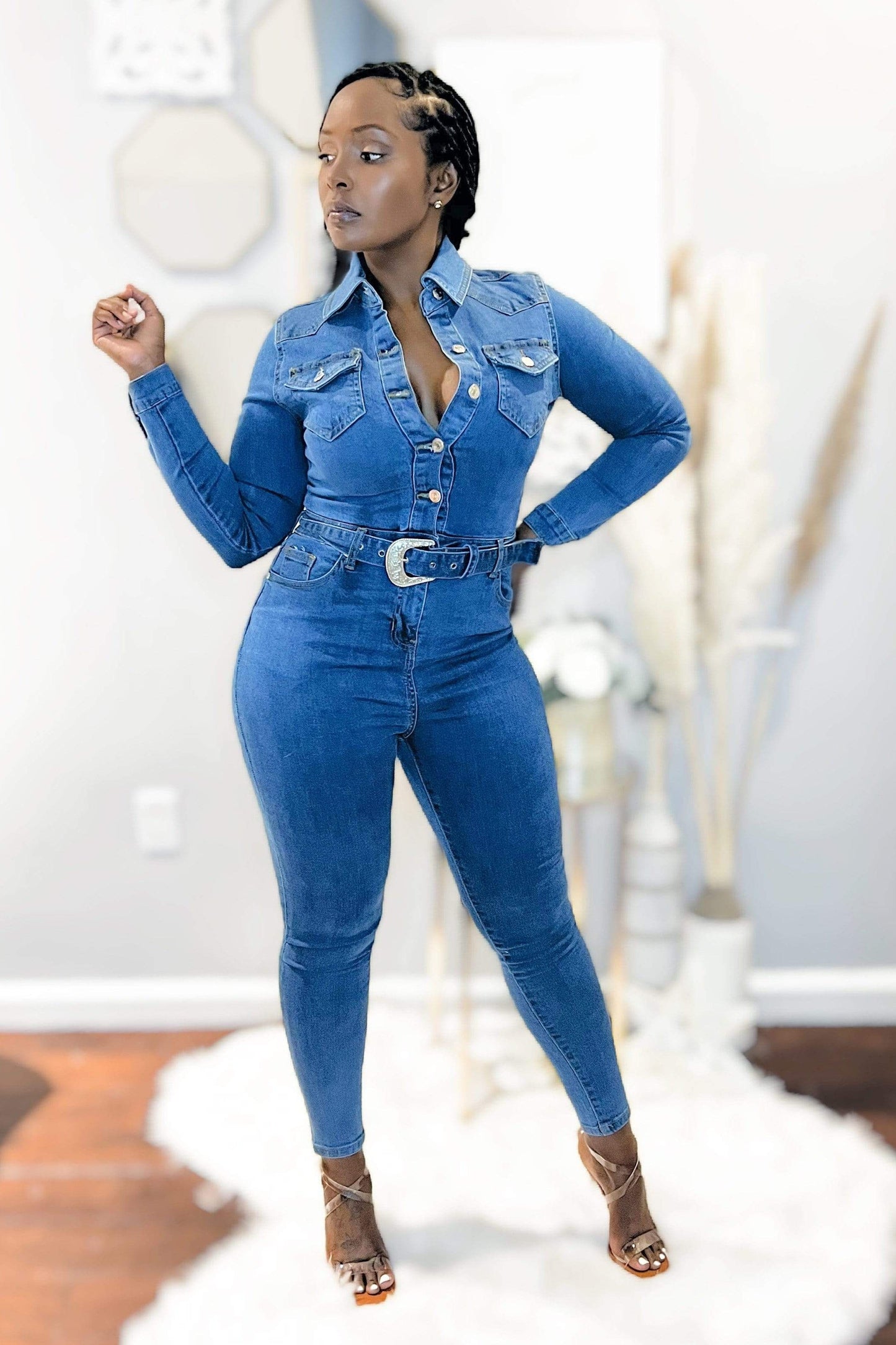 Demi Denim Long sleeve Jumpsuit