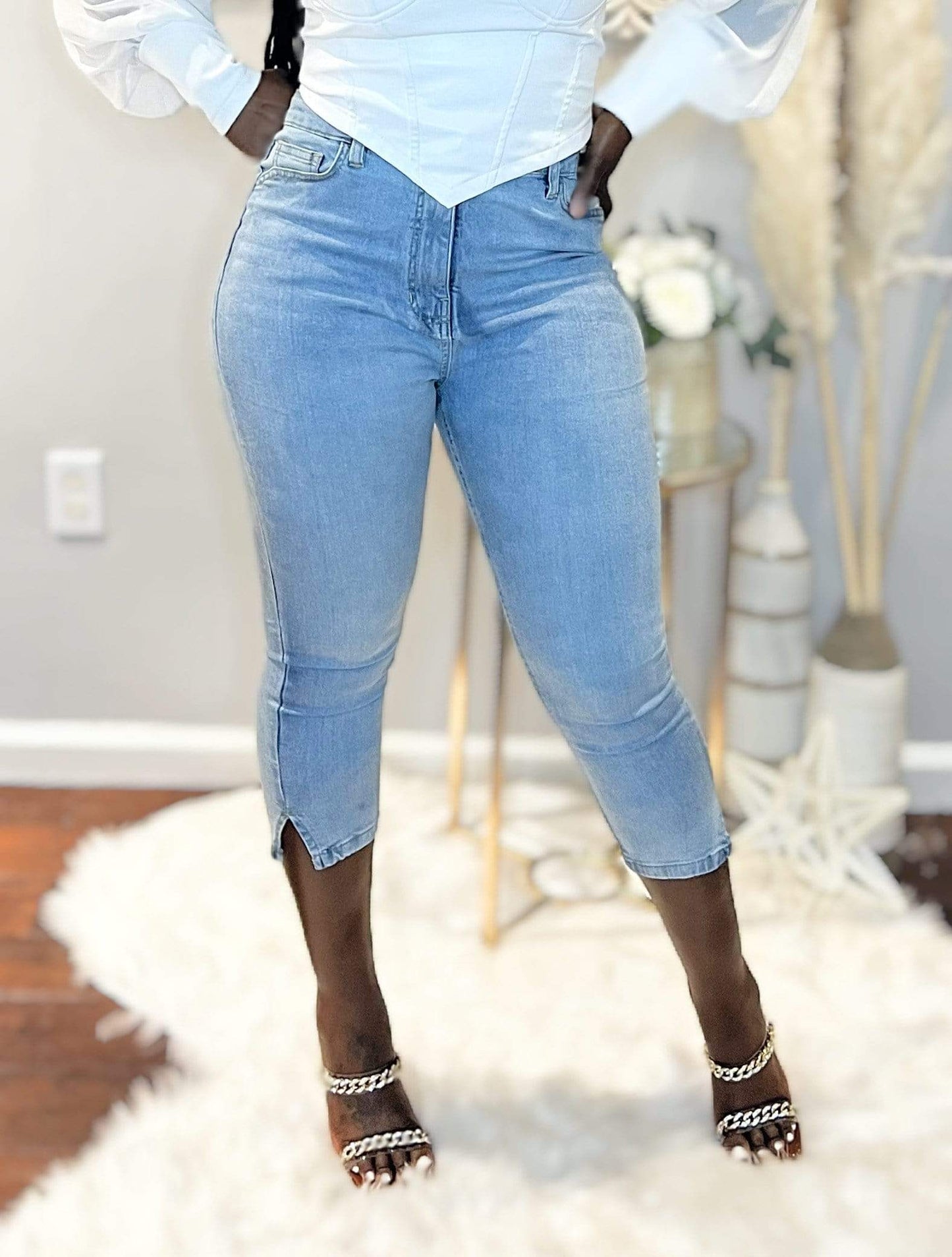 Denim Light Wash Crop Jeans