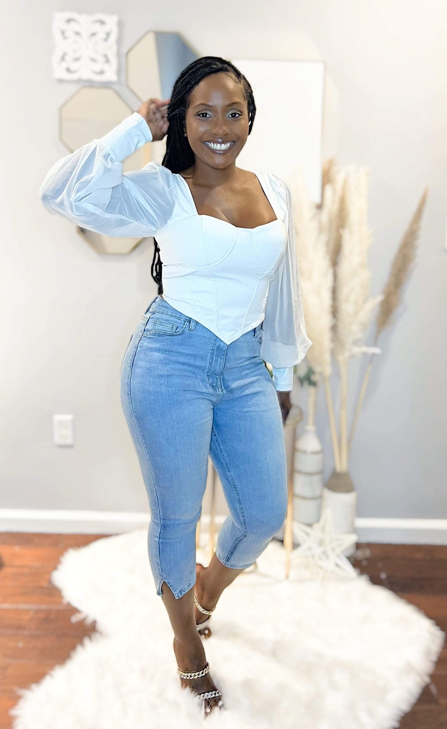 Denim Light Wash Crop Jeans