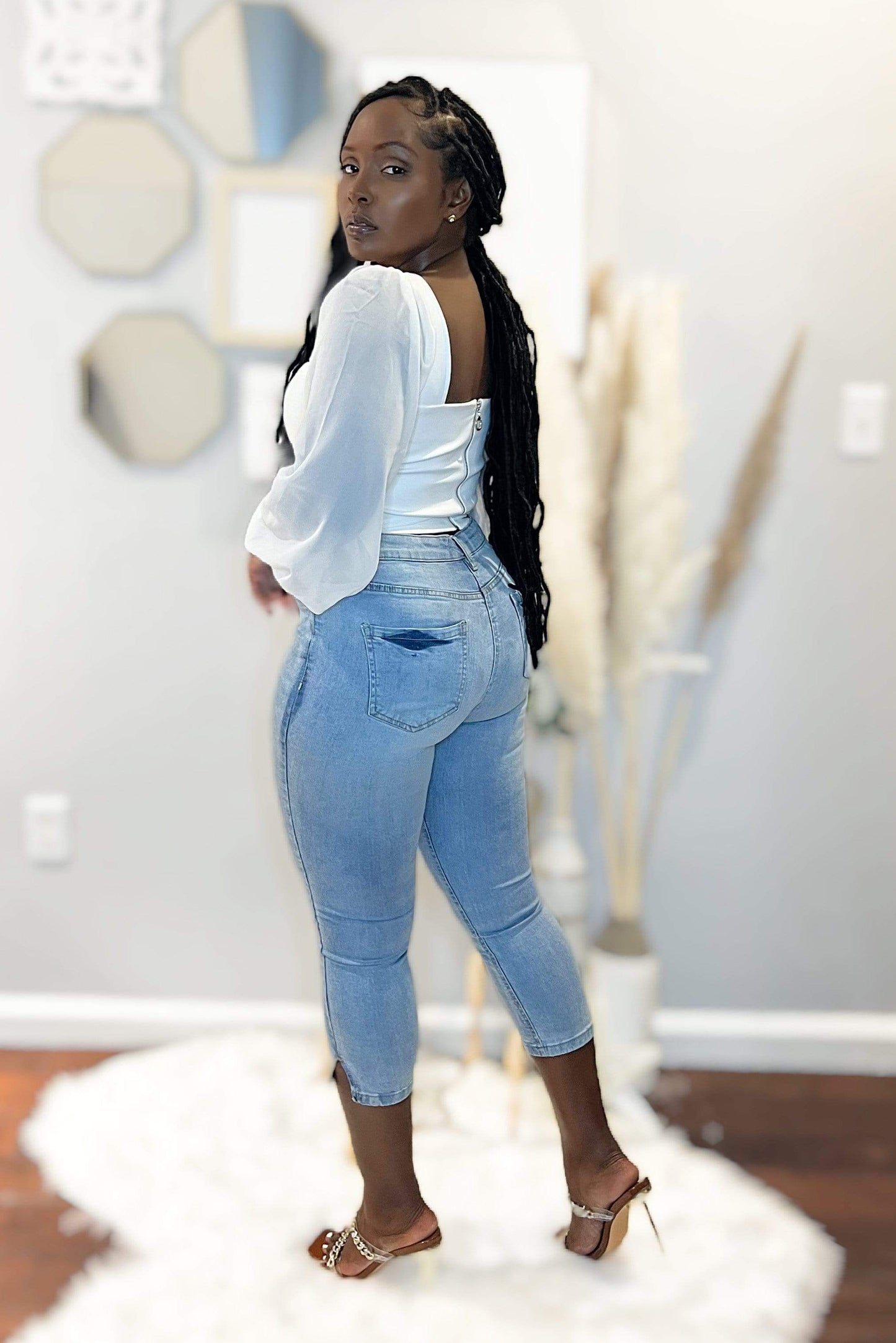 Denim Light Wash Crop Jeans