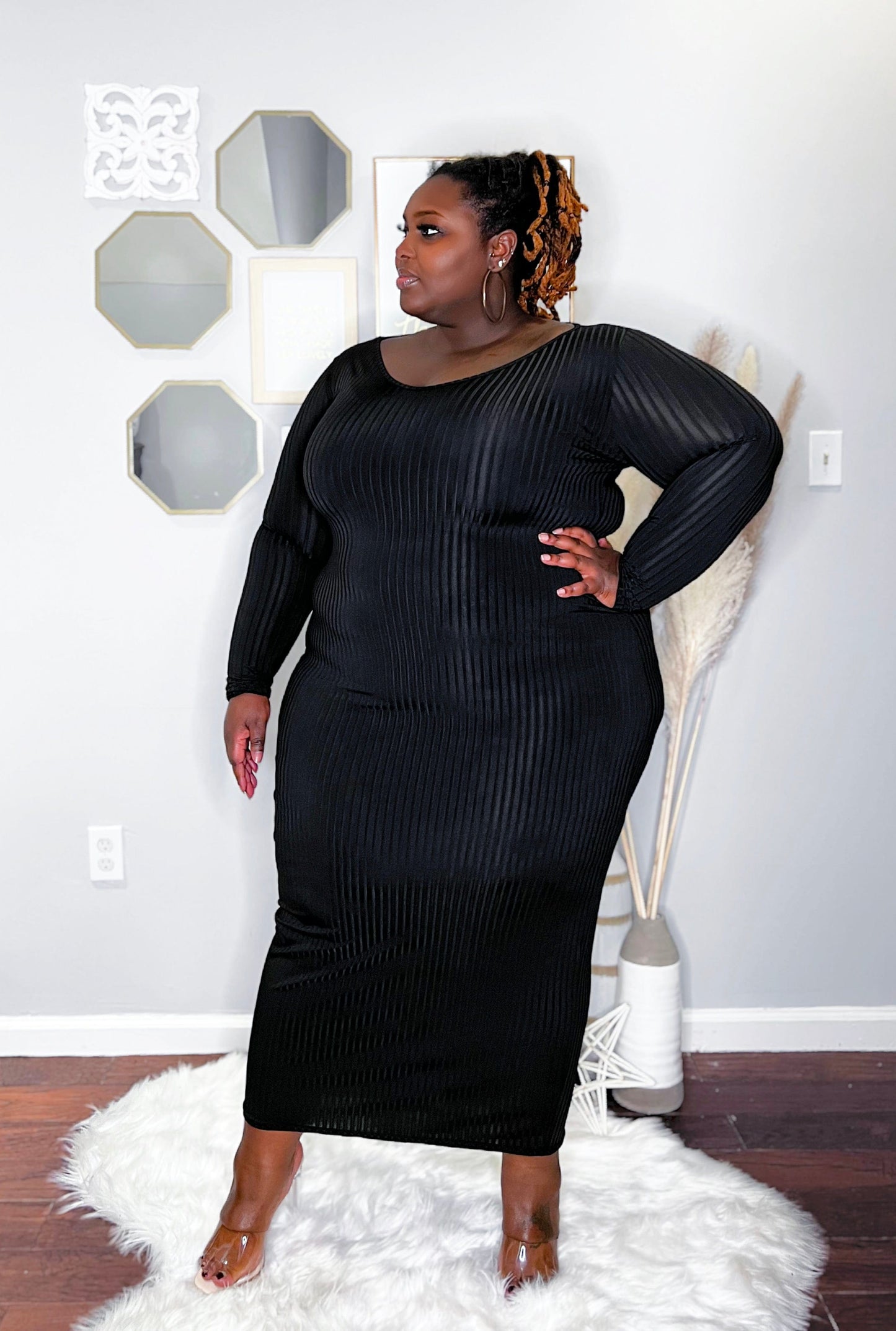 Body Me Plus Size Off Shoulder Ribbed Dress
