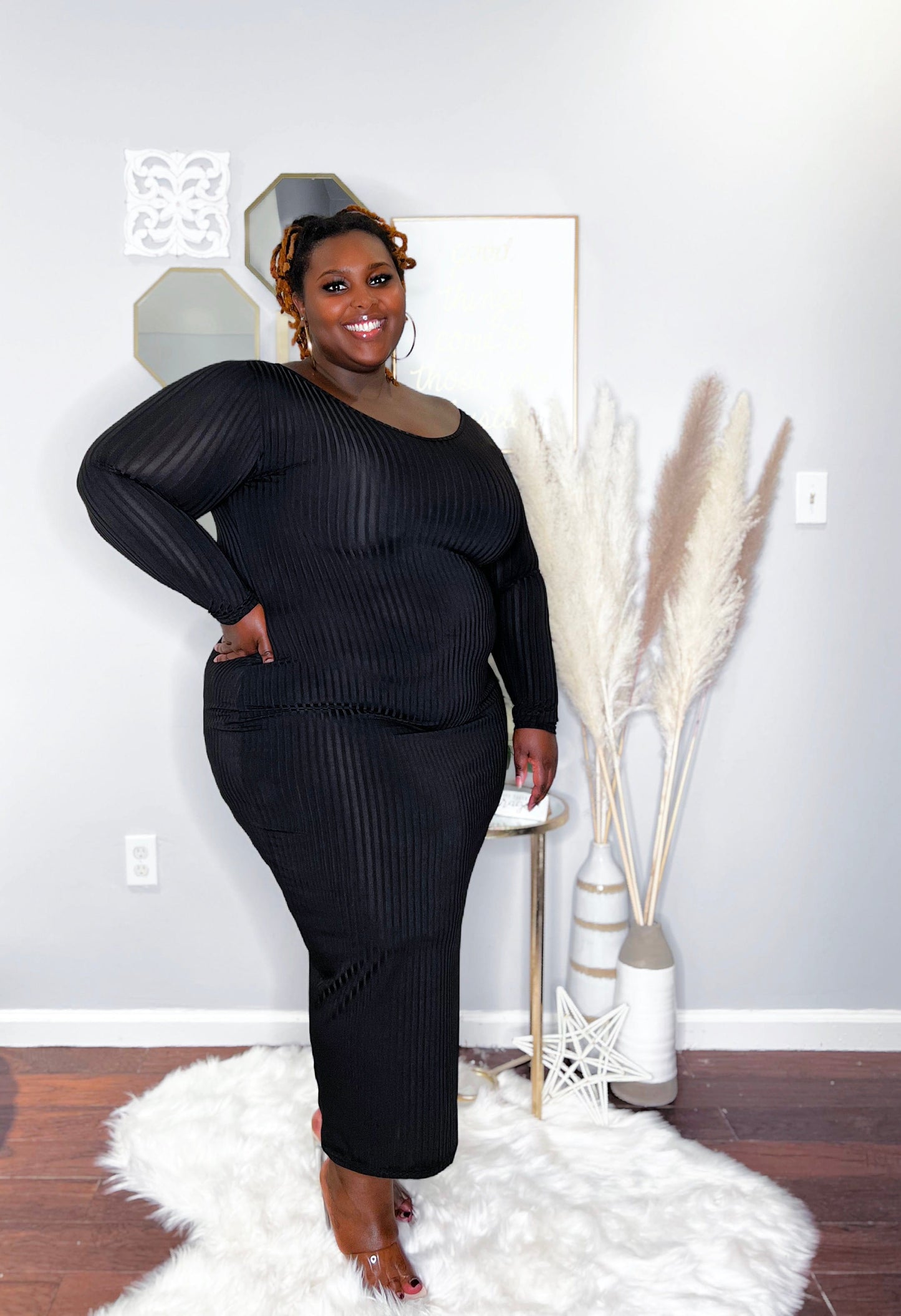 Body Me Plus Size Off Shoulder Ribbed Dress