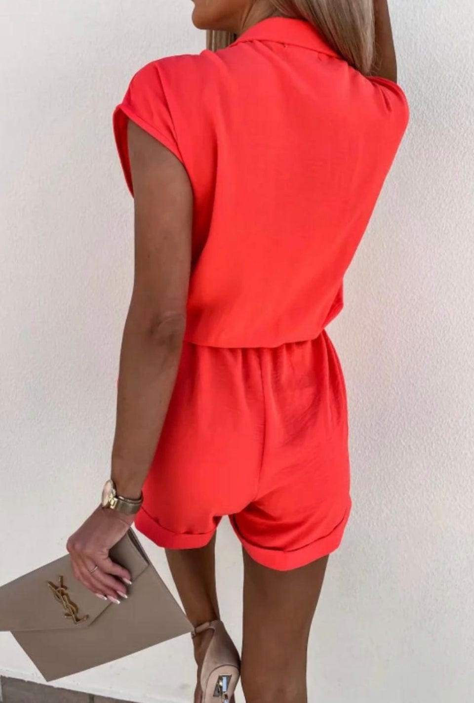 Orange Cap Sleeve Wrap Playsuit