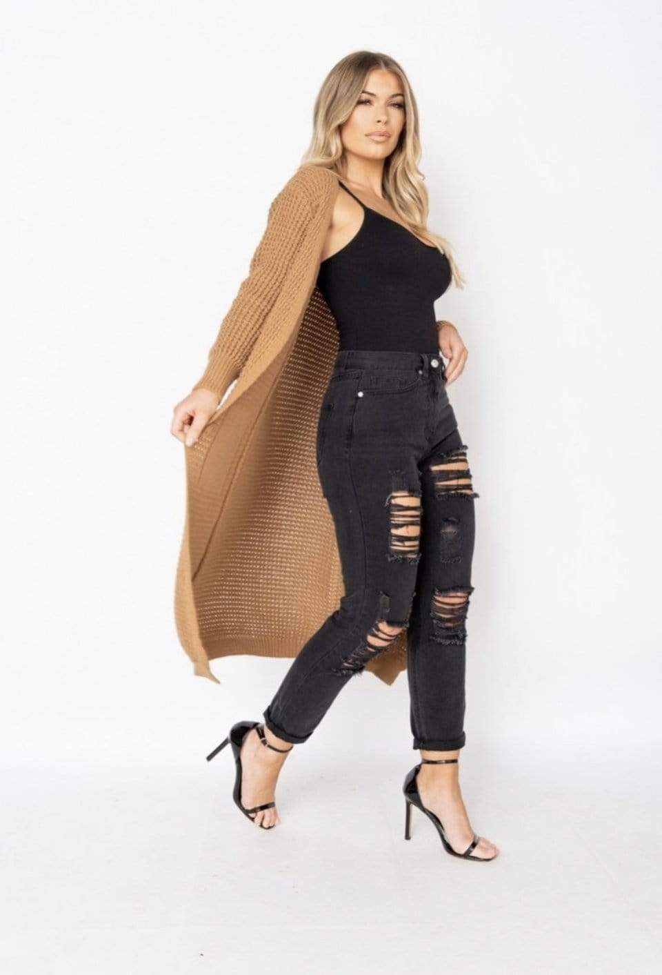 Camel Chunky Knit Maxi Cardigan