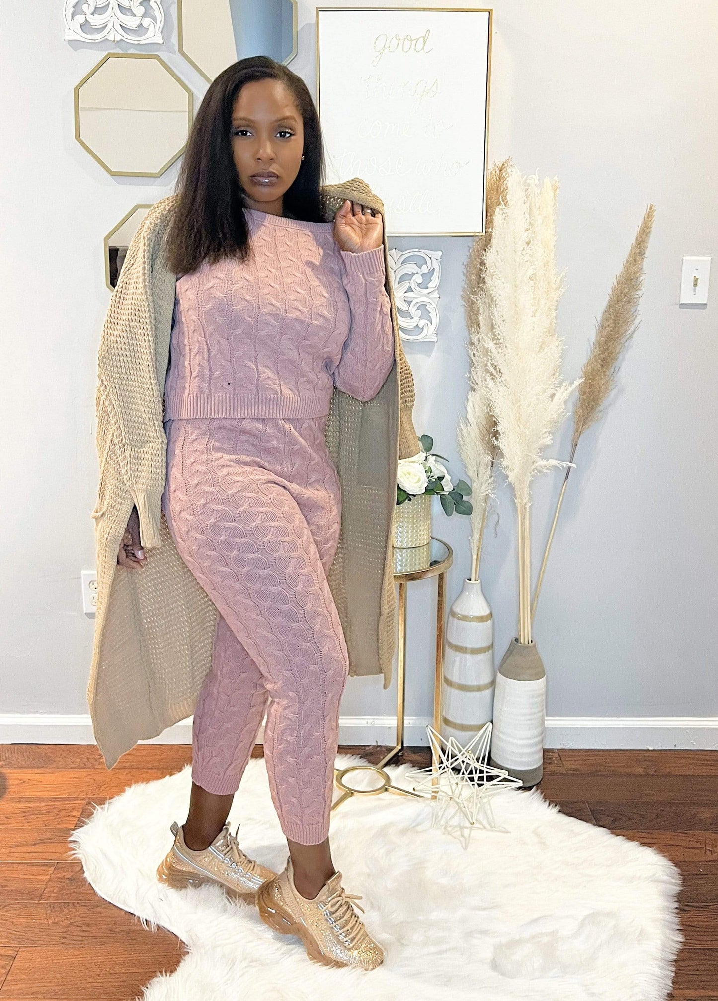 Camel Chunky Knit Maxi Cardigan
