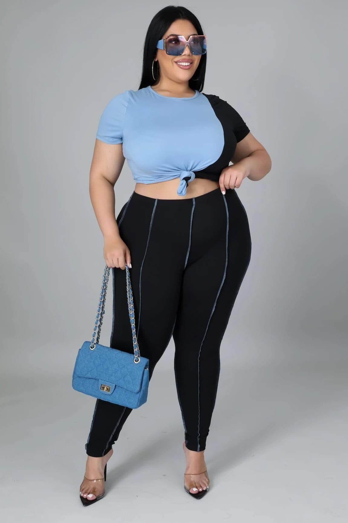 Misty Blues Plus Pants Set