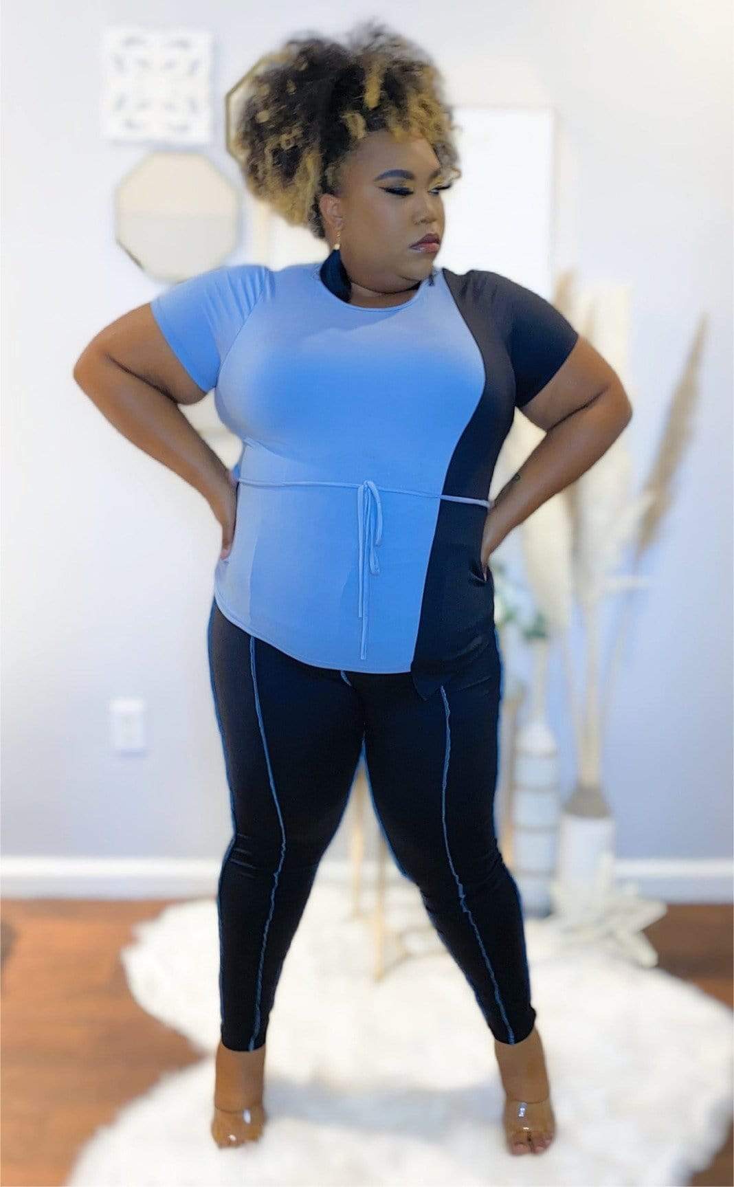 Misty Blues Plus Pants Set