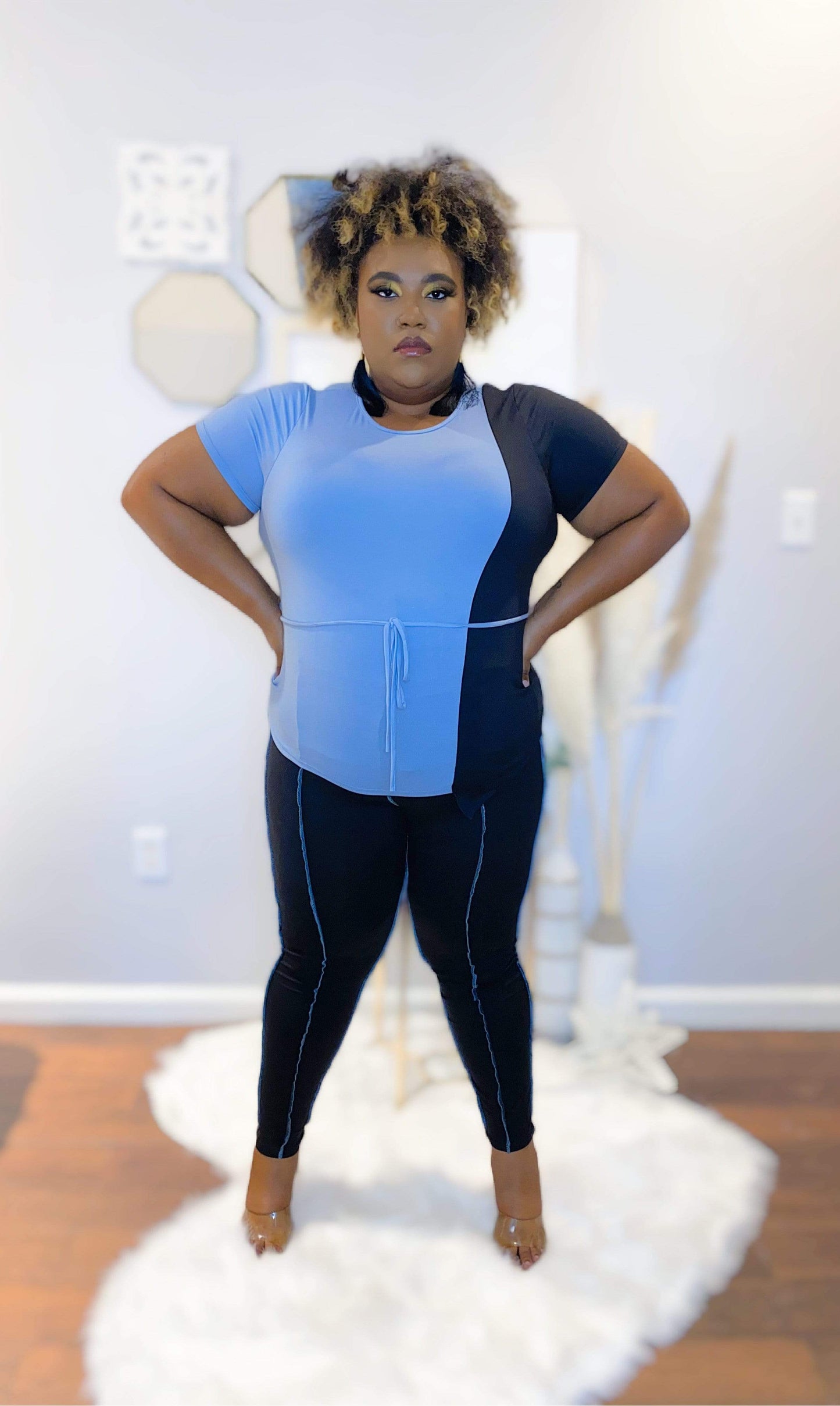 Misty Blues Plus Pants Set