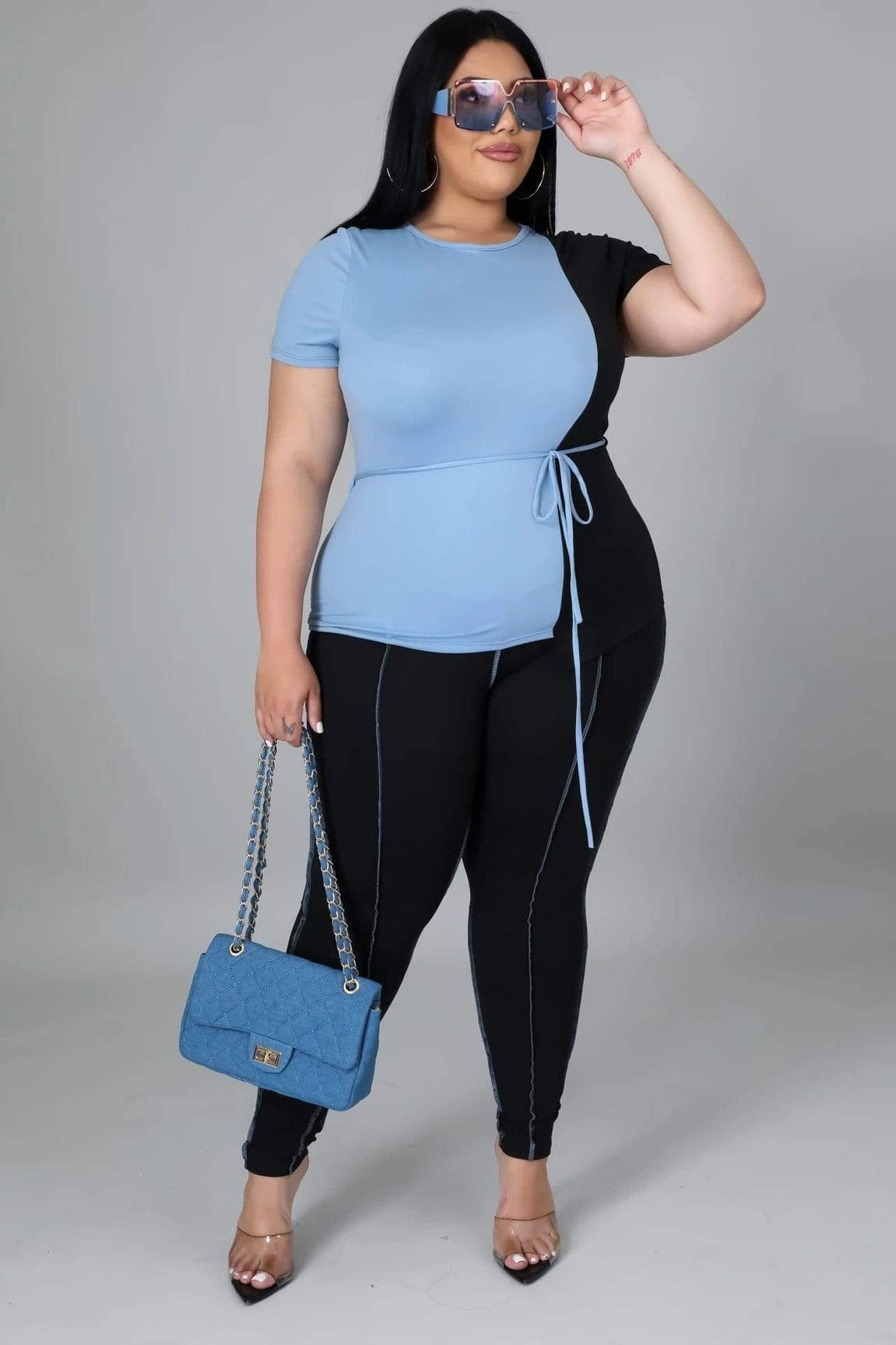 Misty Blues Plus Pants Set