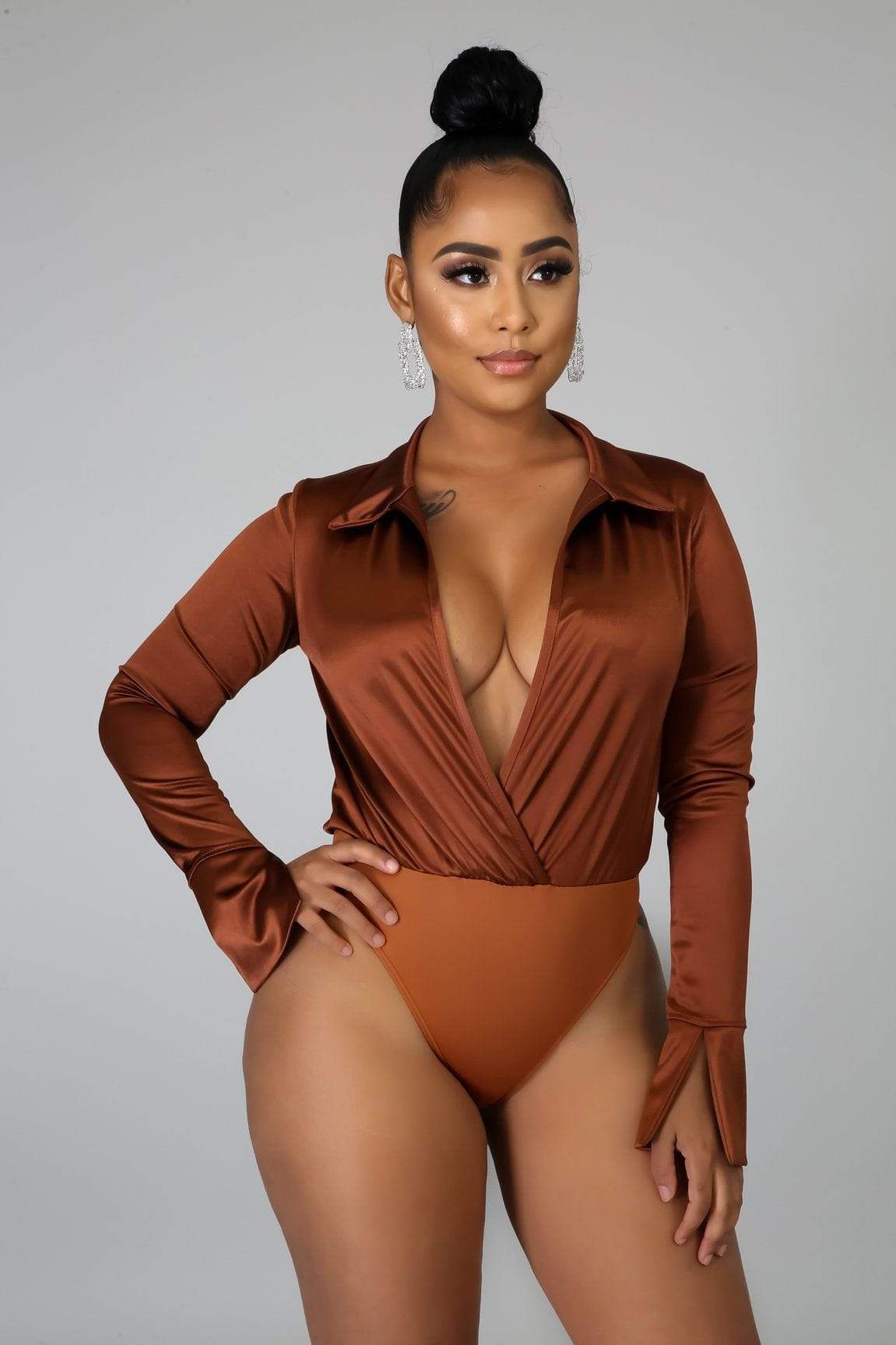 Sabra Satin Bodysuit Set