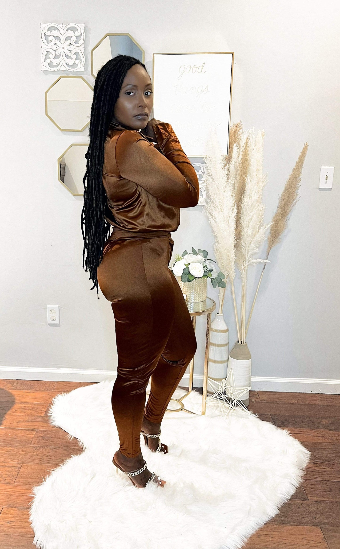 Sabra Satin Bodysuit Set