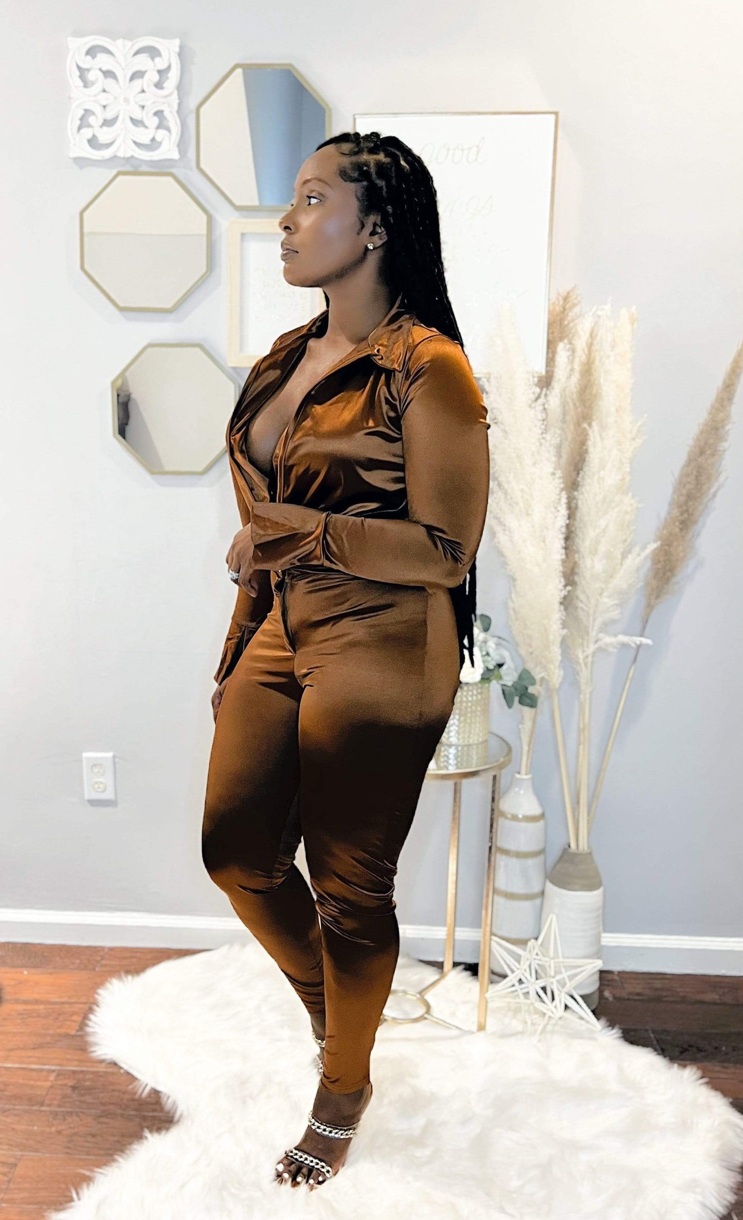 Sabra Satin Bodysuit Set