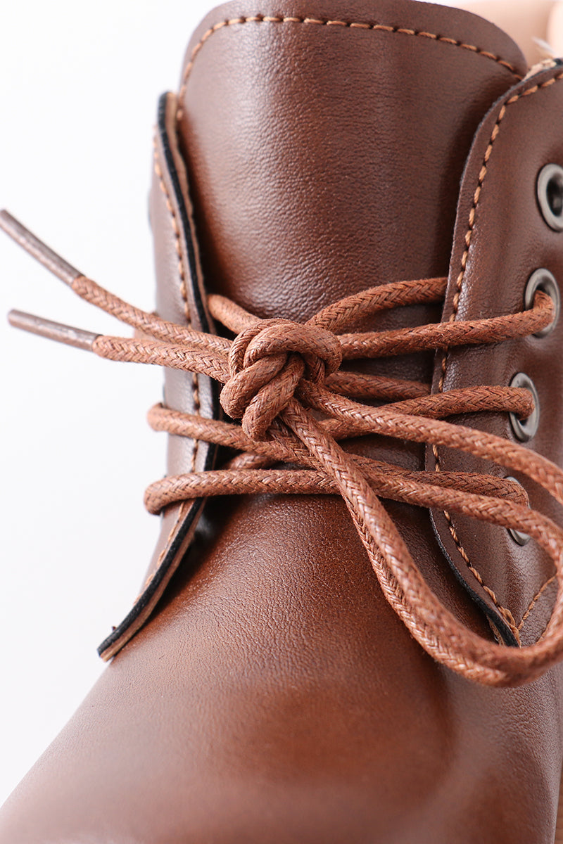 Brown lace up bootie
