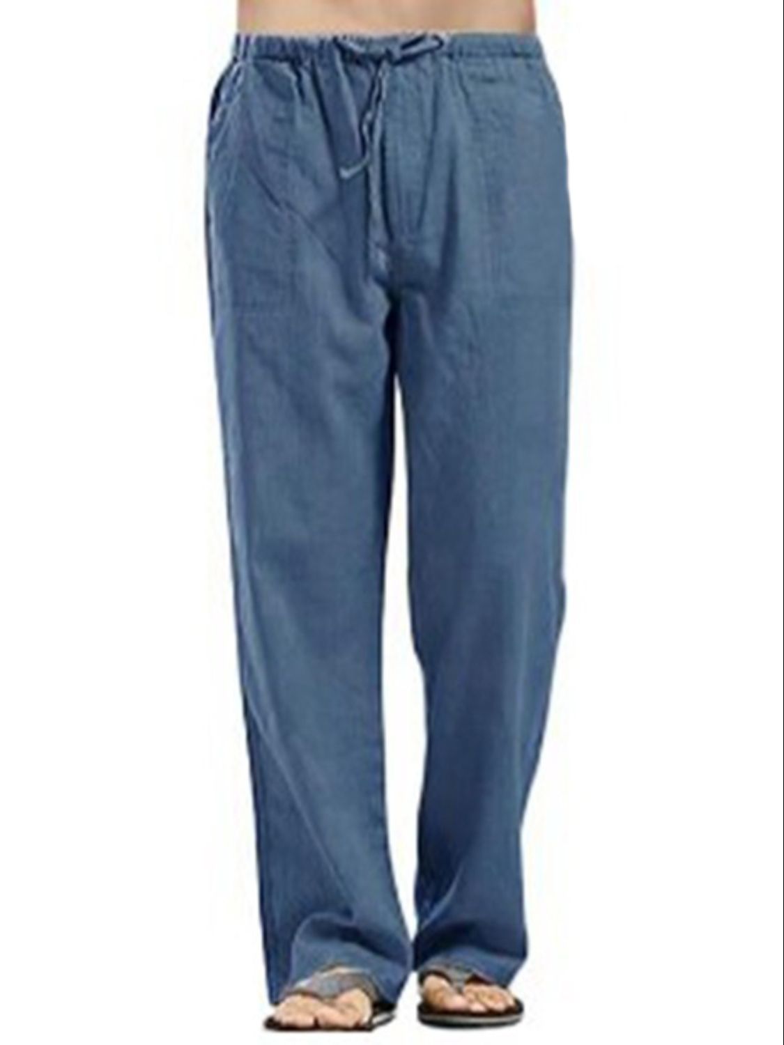 Men's Full Size Drawsting Straight Leg Pants Plus Size