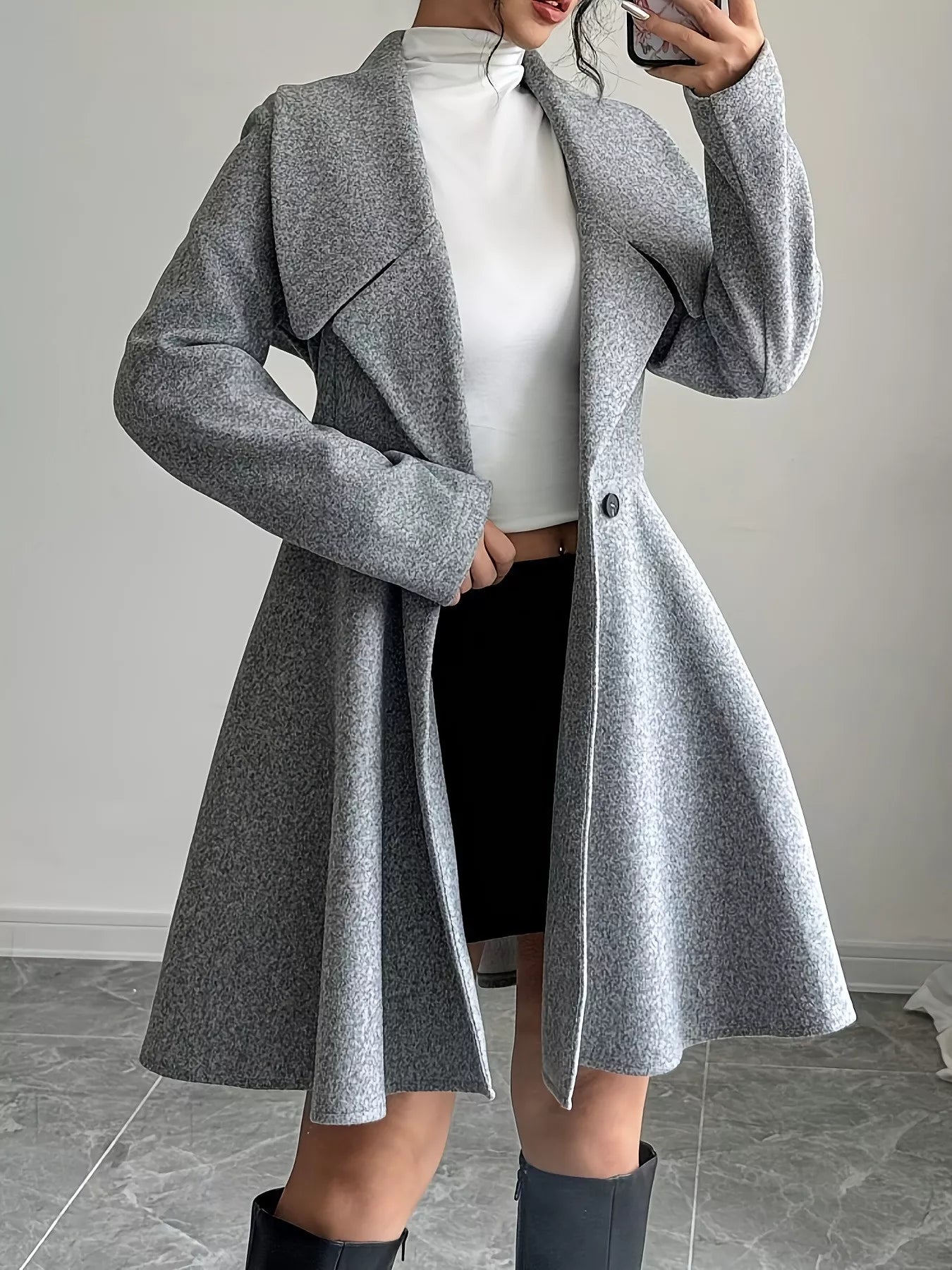 Classic Fit & Flare Double-Breasted Coat