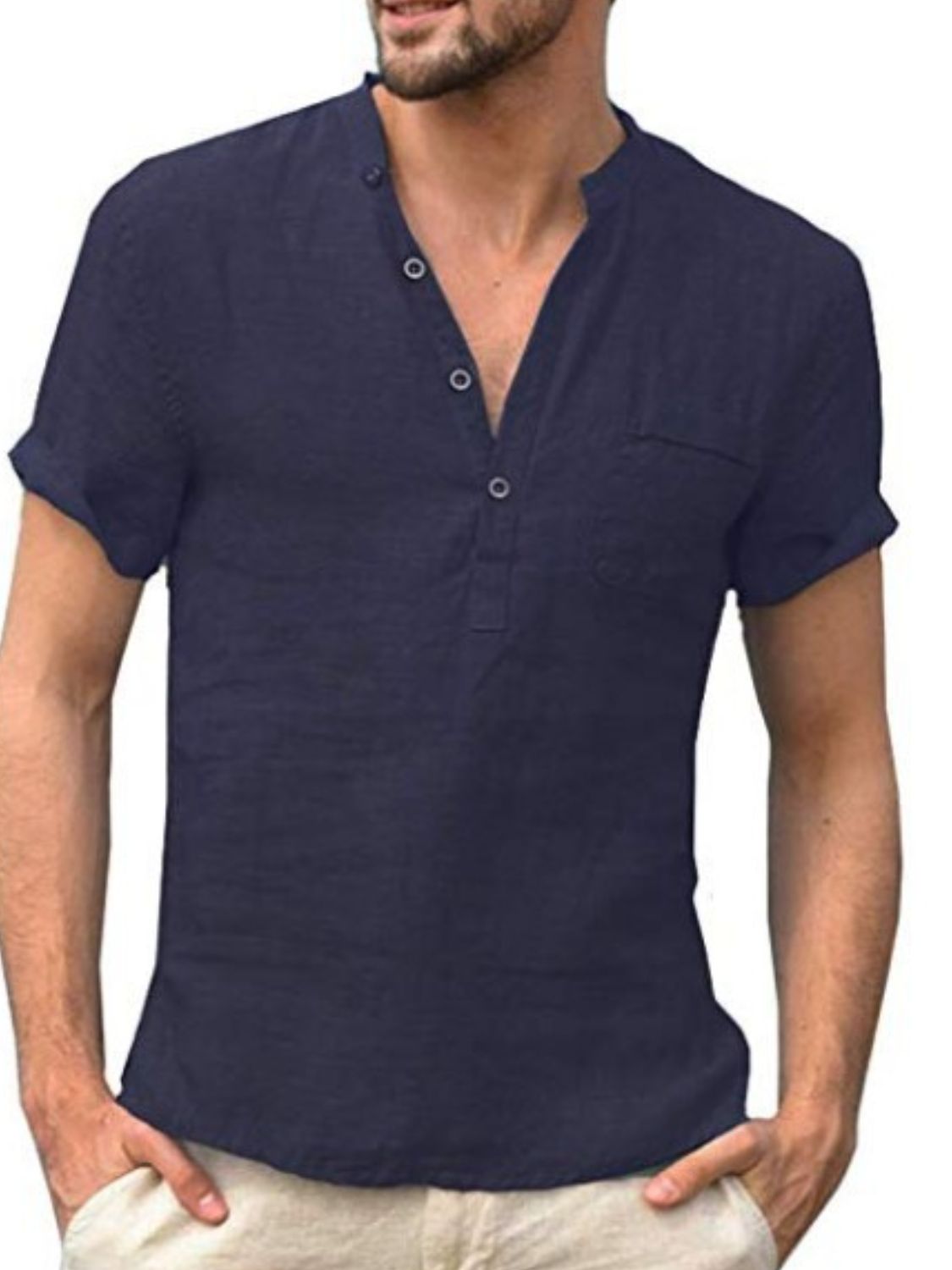 Men's Full Size Half Button Short Sleeve Polo Plus Size