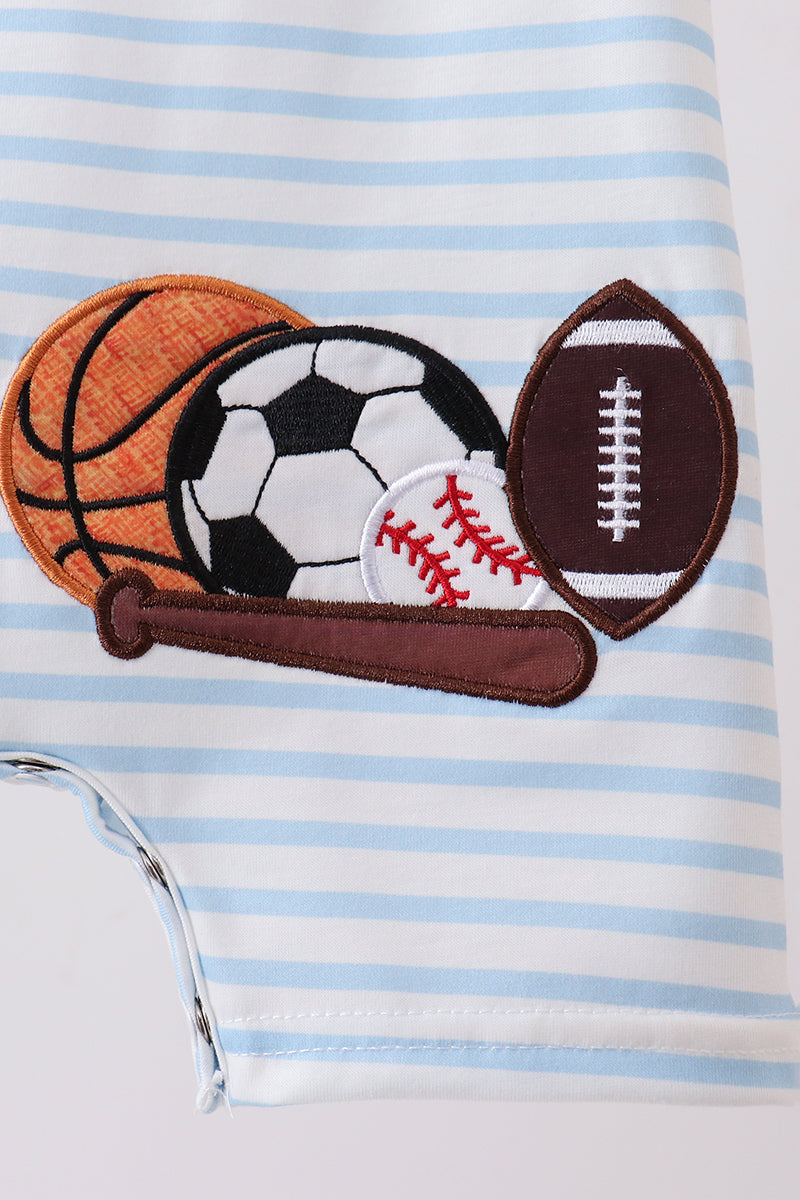 Blue Sports Ball Stripe Applique Jon