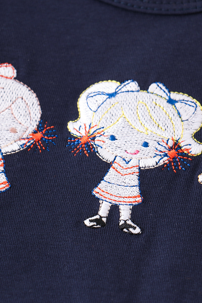 Navy cheerleading embroidery girl set