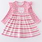 Pink valentine's day stripe heart applique dress