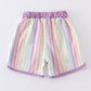 Multicolored stripe ruffle girl shorts