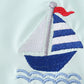 Mint sailboat embroidery boy one-piece rashguard swimsuit