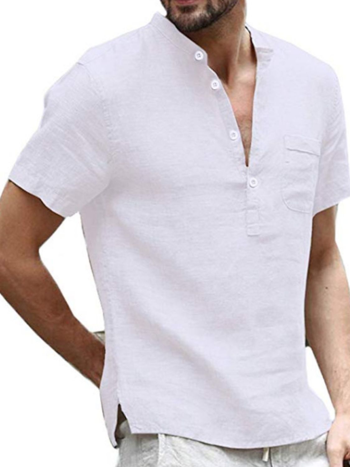 Men's Full Size Half Button Short Sleeve Polo Plus Size