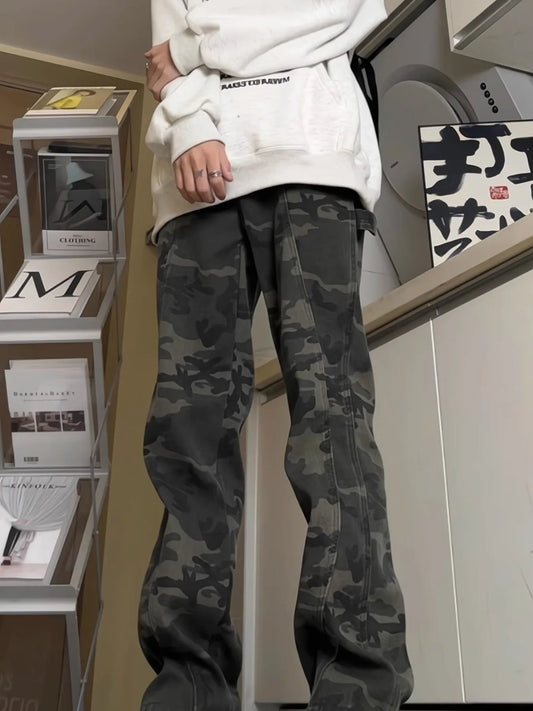 Men's Full Size Loose Fit Camouflage Cargo Pants Plus Size