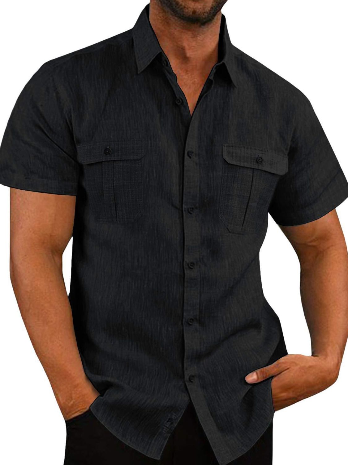 Men's Plus Size Collared Neck Short Sleeve Shirt