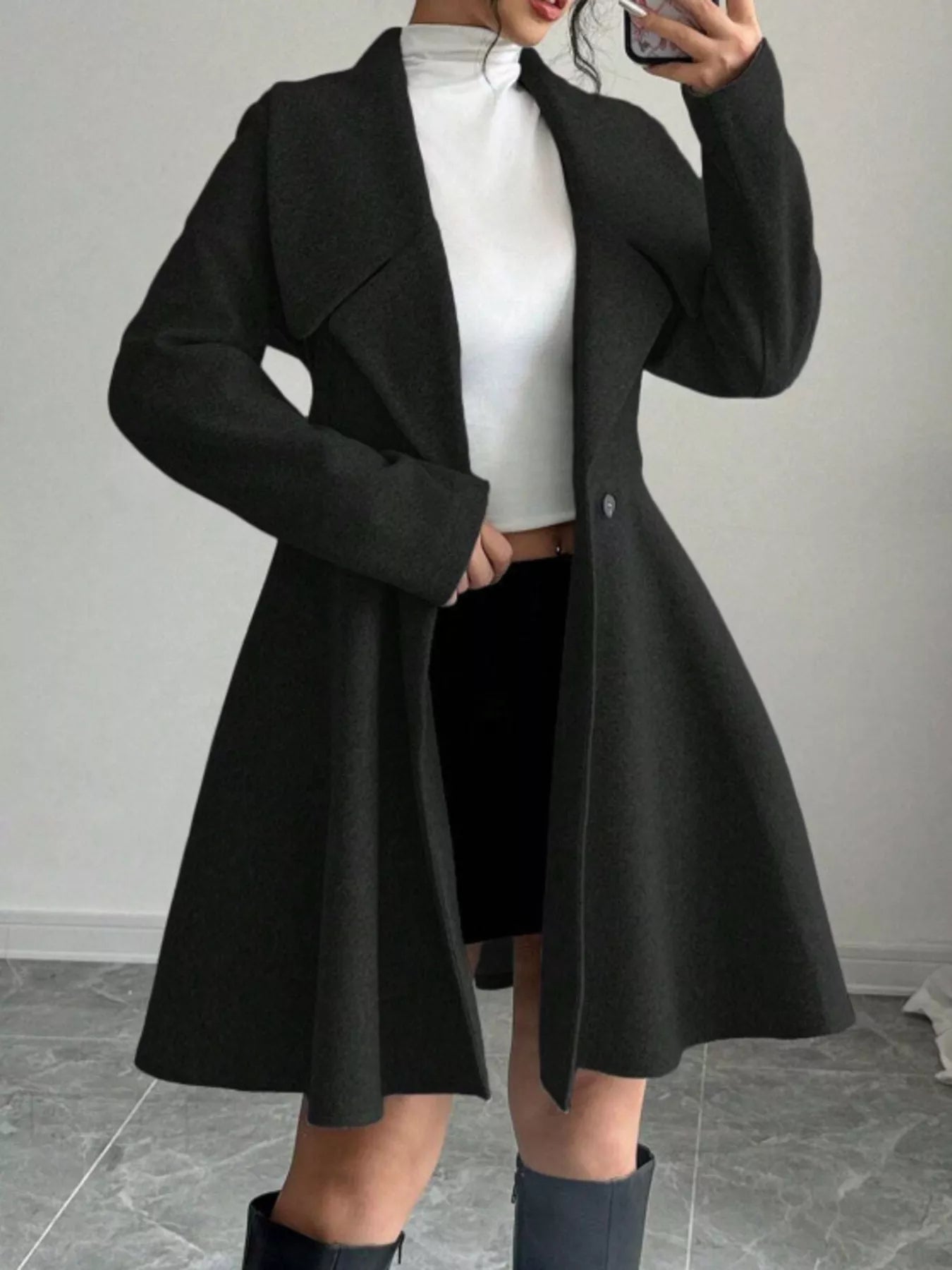 Classic Fit & Flare Double-Breasted Coat
