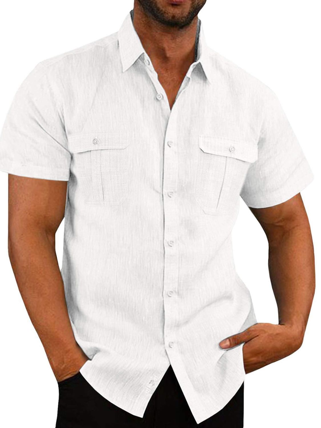 Men's Plus Size Collared Neck Short Sleeve Shirt