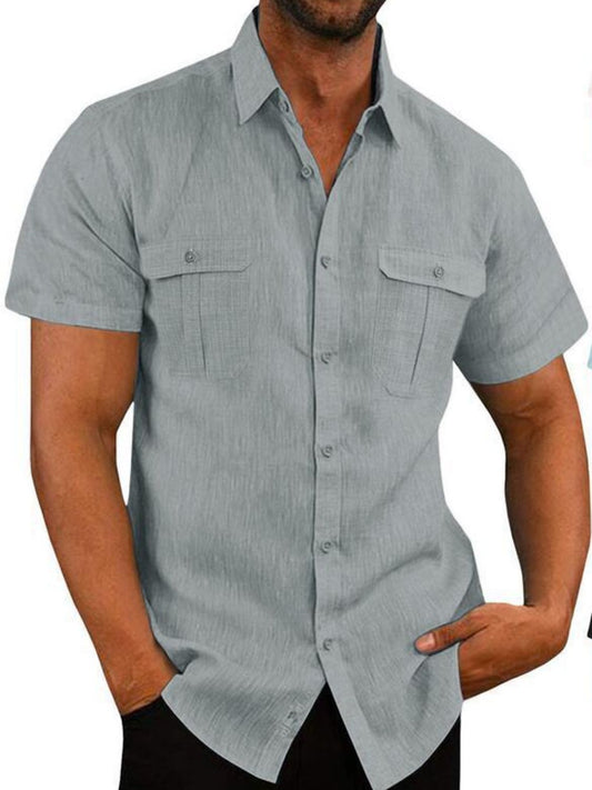 Men's Plus Size Collared Neck Short Sleeve Shirt