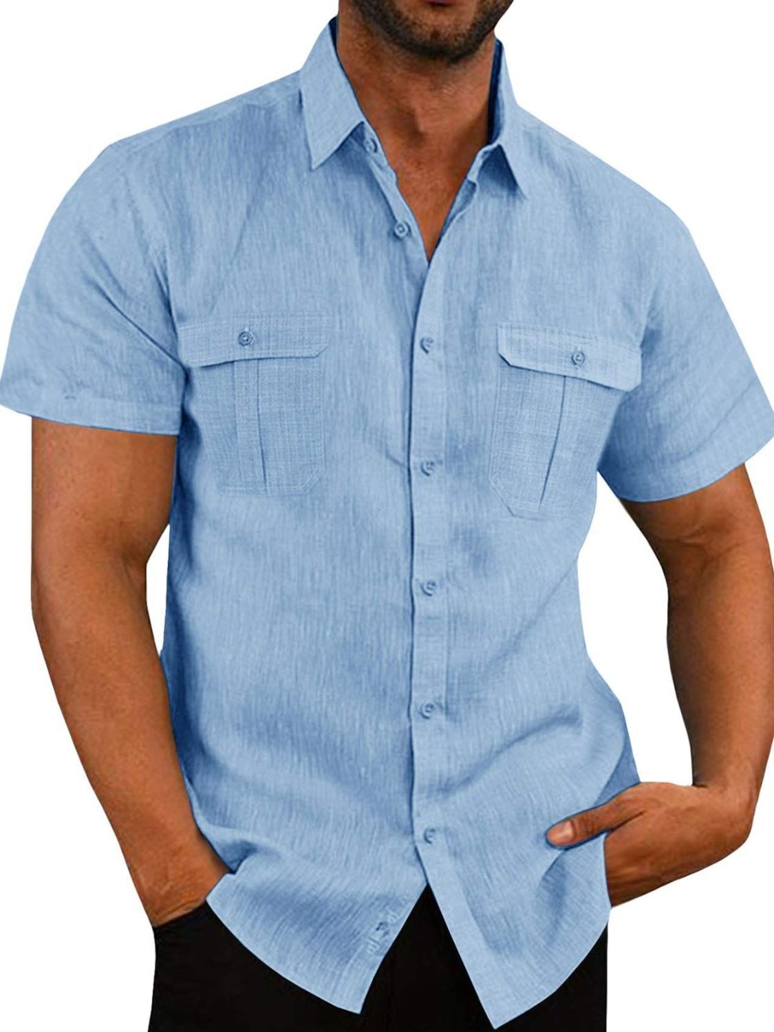 Men's Plus Size Collared Neck Short Sleeve Shirt