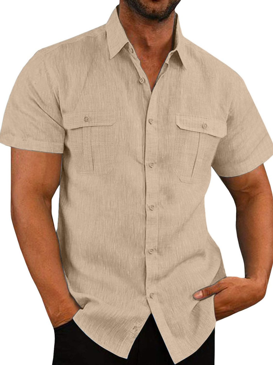 Men's Plus Size Collared Neck Short Sleeve Shirt