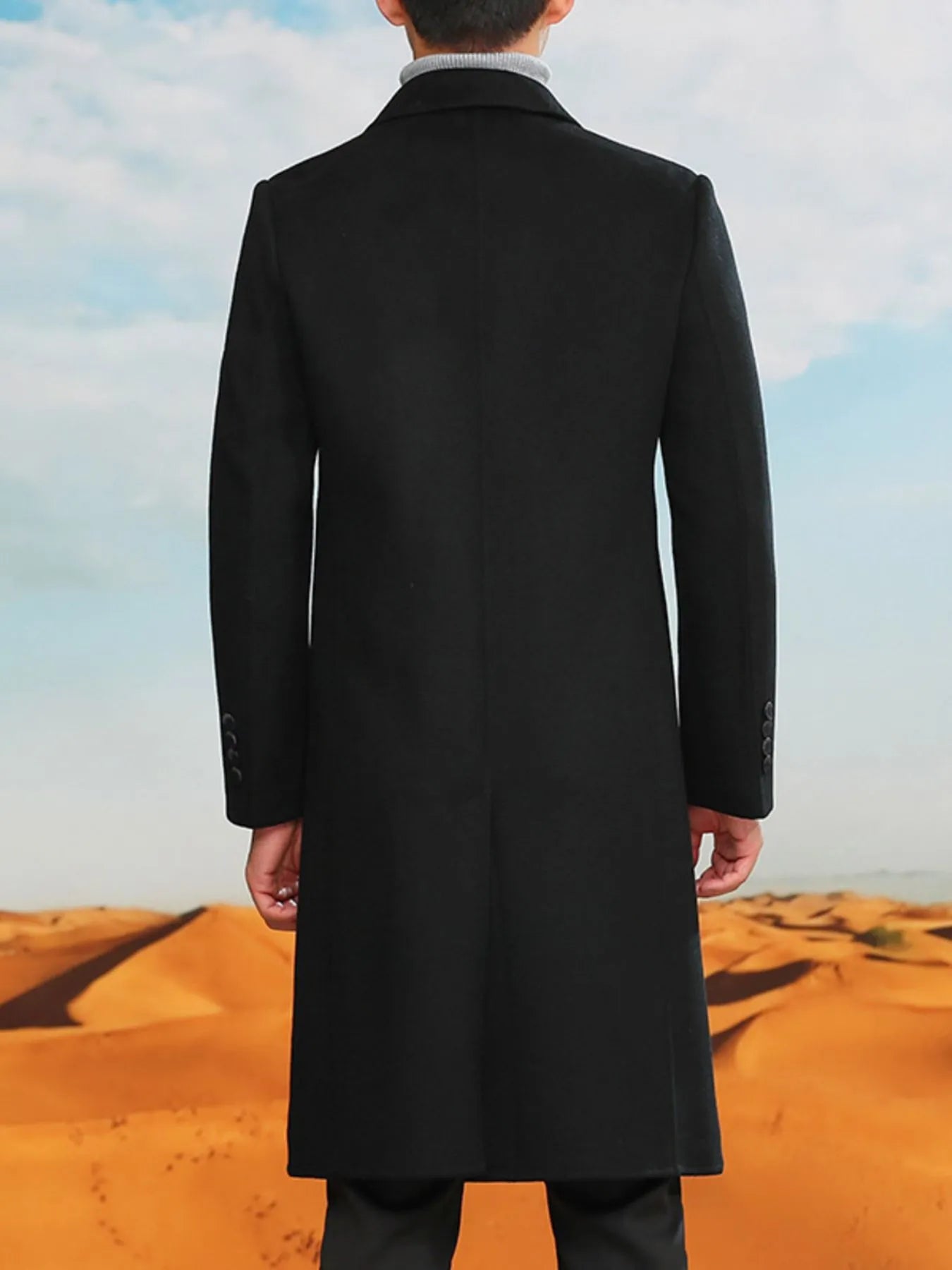 Men’s Plus Size Wool Blend Longline Coat