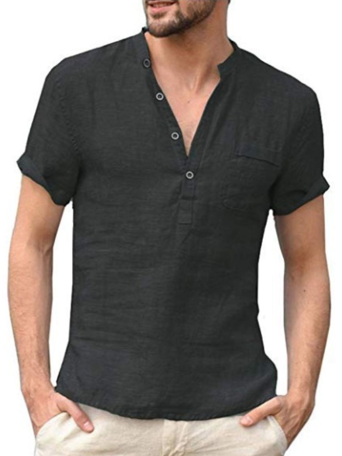 Men's Full Size Half Button Short Sleeve Polo Plus Size