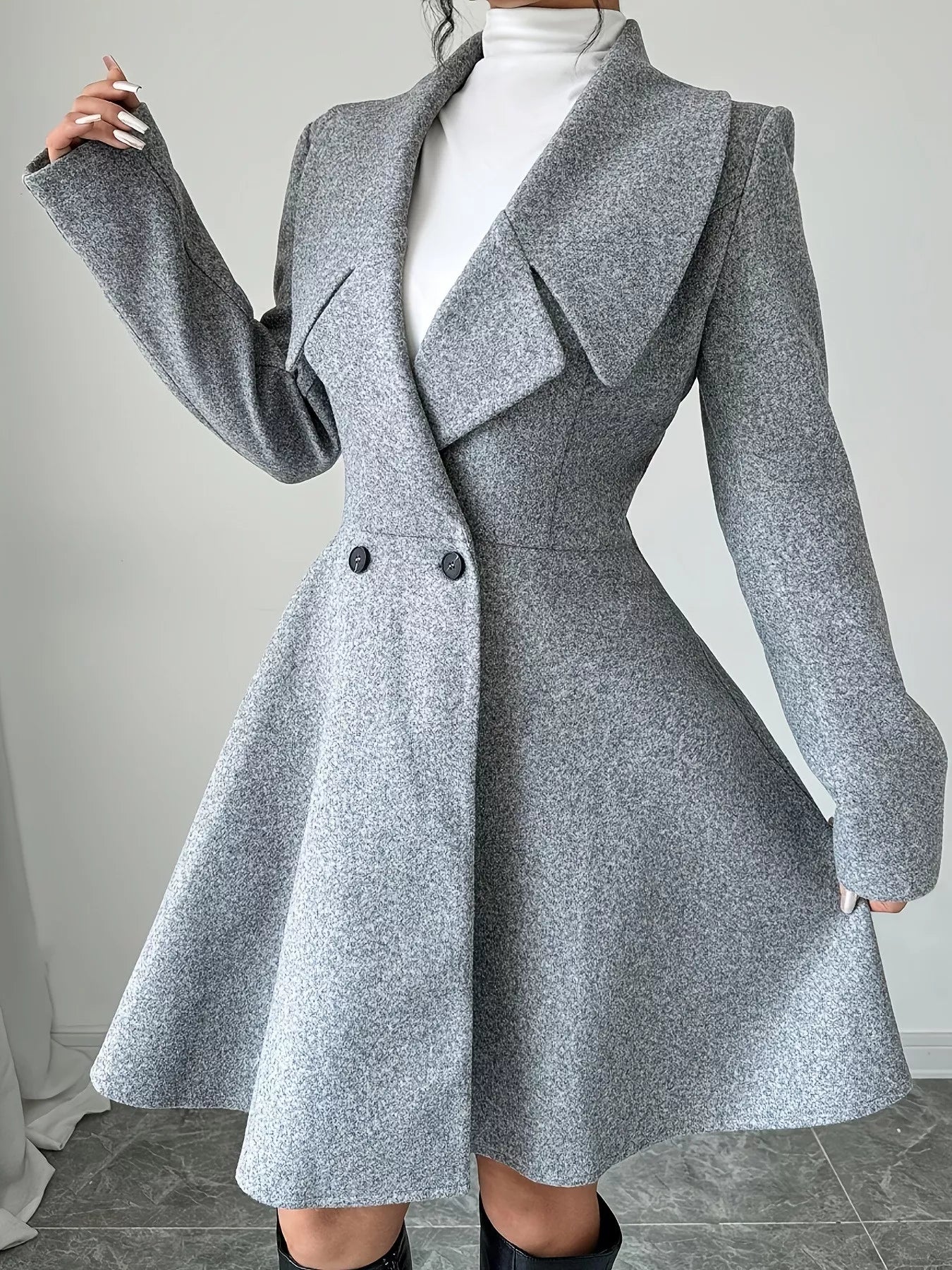 Classic Fit & Flare Double-Breasted Coat
