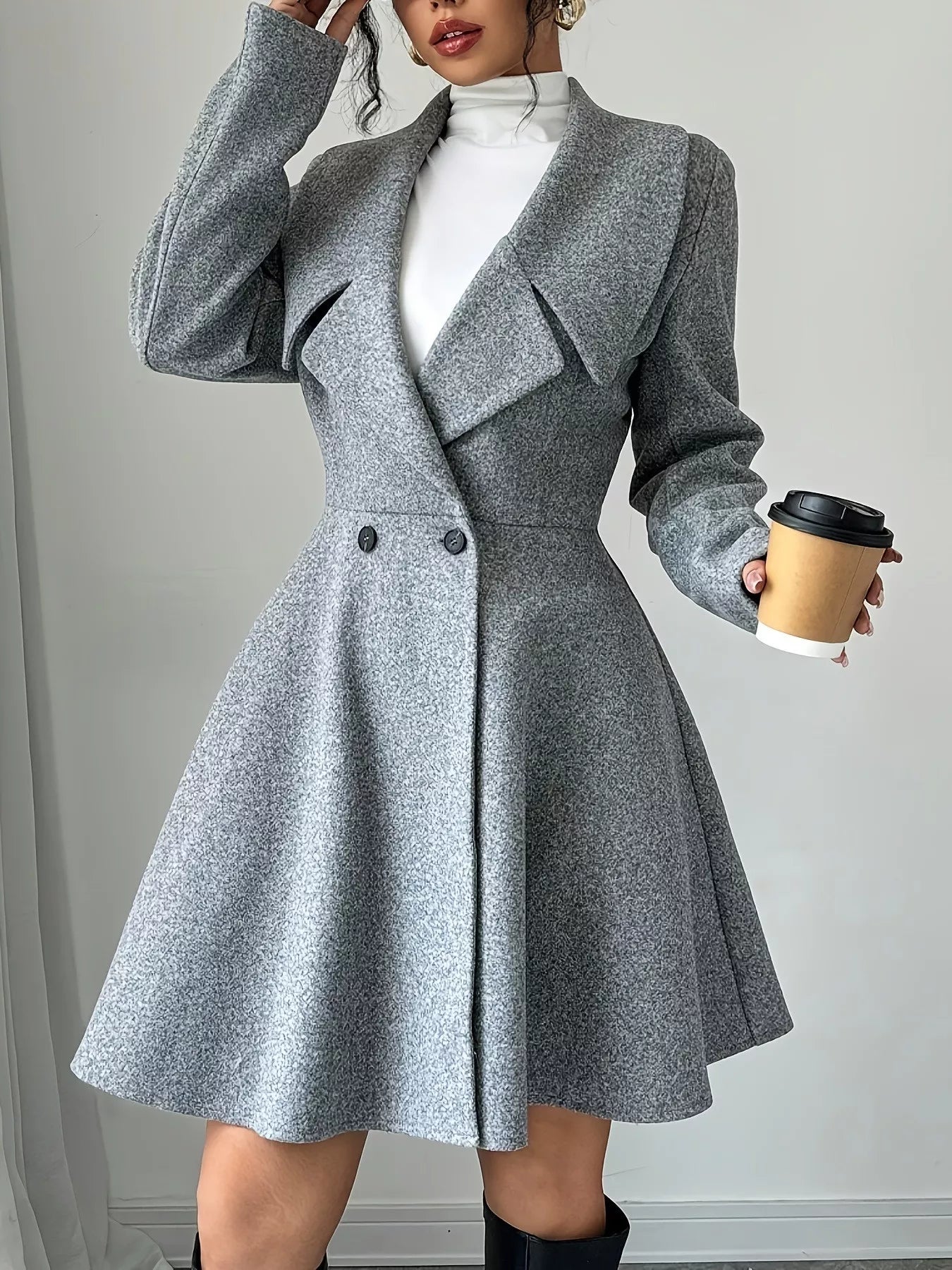 Classic Fit & Flare Double-Breasted Coat