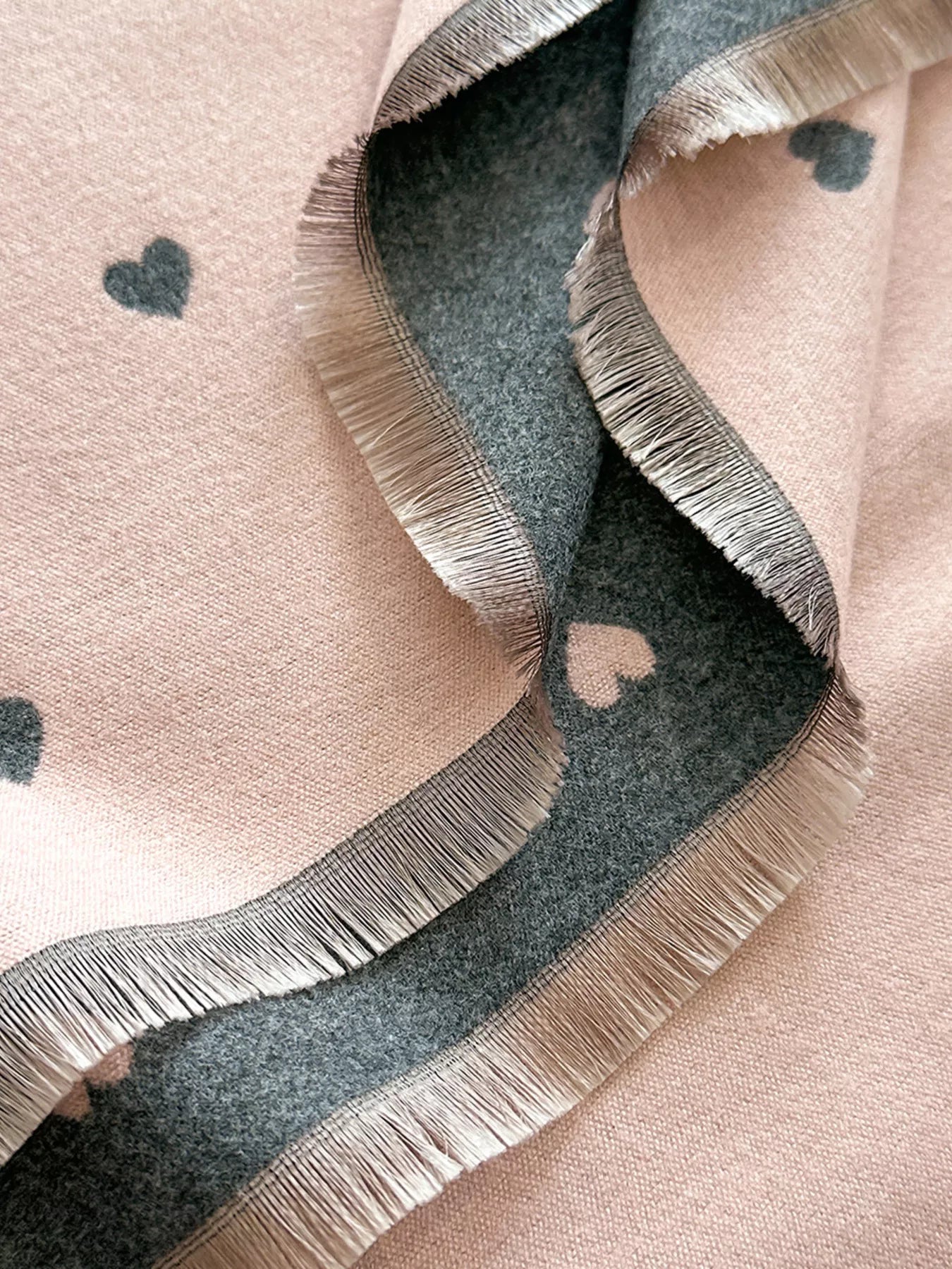 Heart Raw Hem Scarf