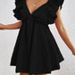 Ruffled V-Neck Cap Sleeve Mini Dress